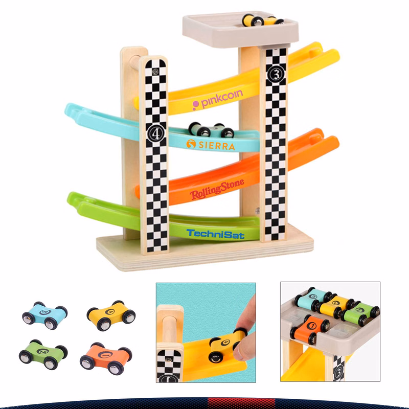 Coolrase Toddler Wooden Car Ramp Track Toys