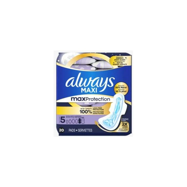 Always Maxi Overnight Pads with Wings - 20 count Size 5 1