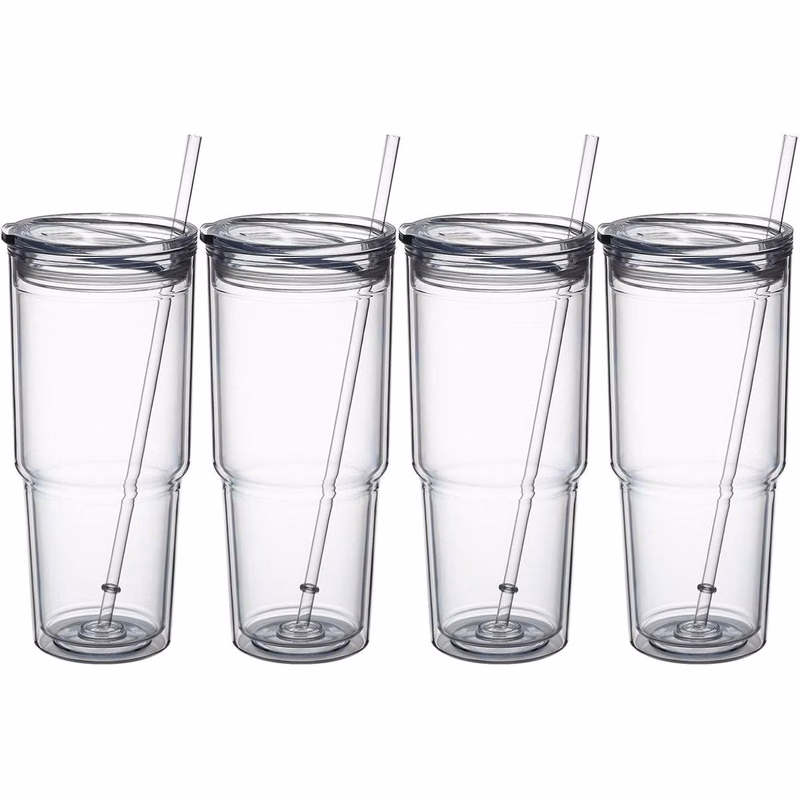 30oz Classic Insulated Tumblers,Double Wall Acrylic Tumbler with LidReusable Plastic Insulated