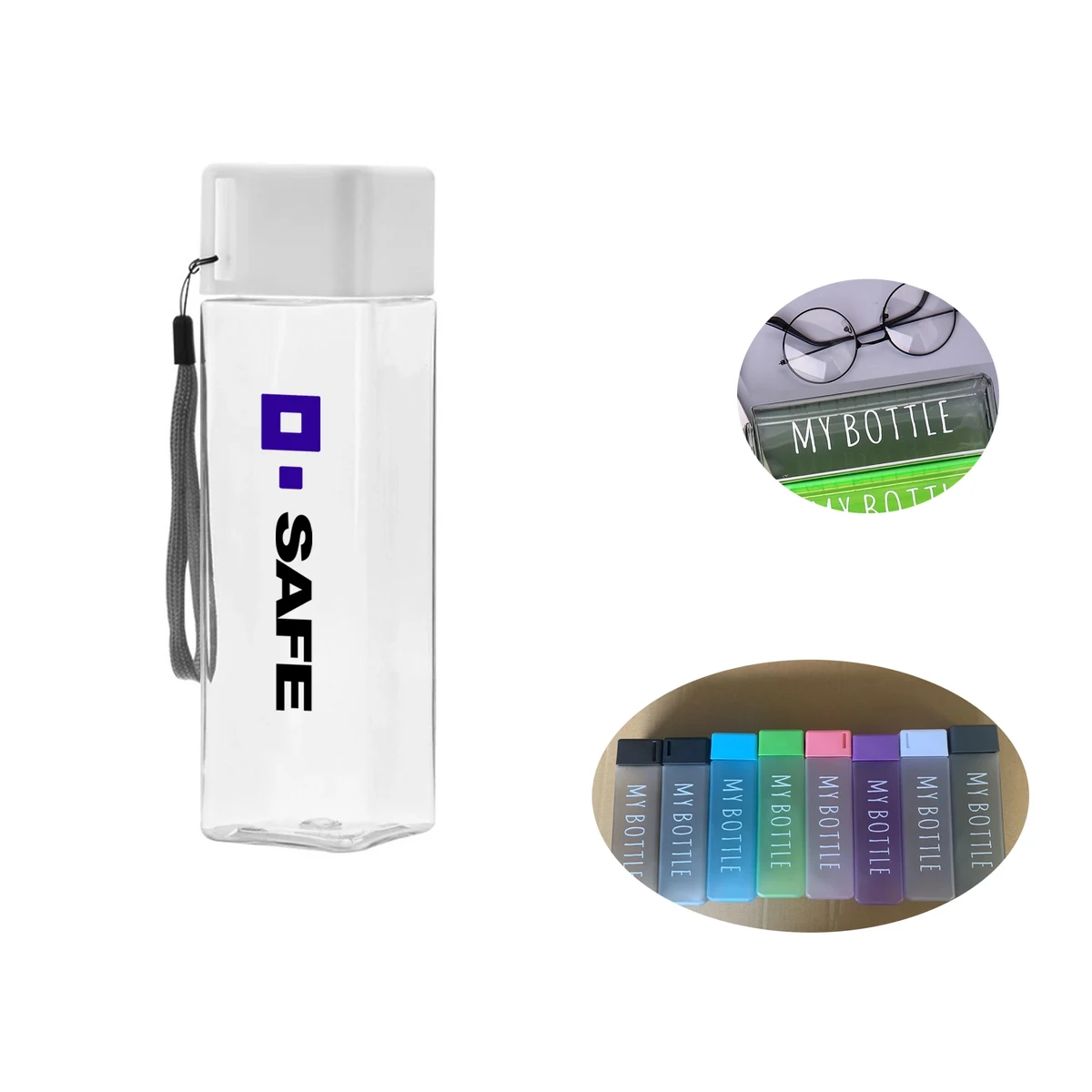 16oz Square Plastic Water Bottle 1
