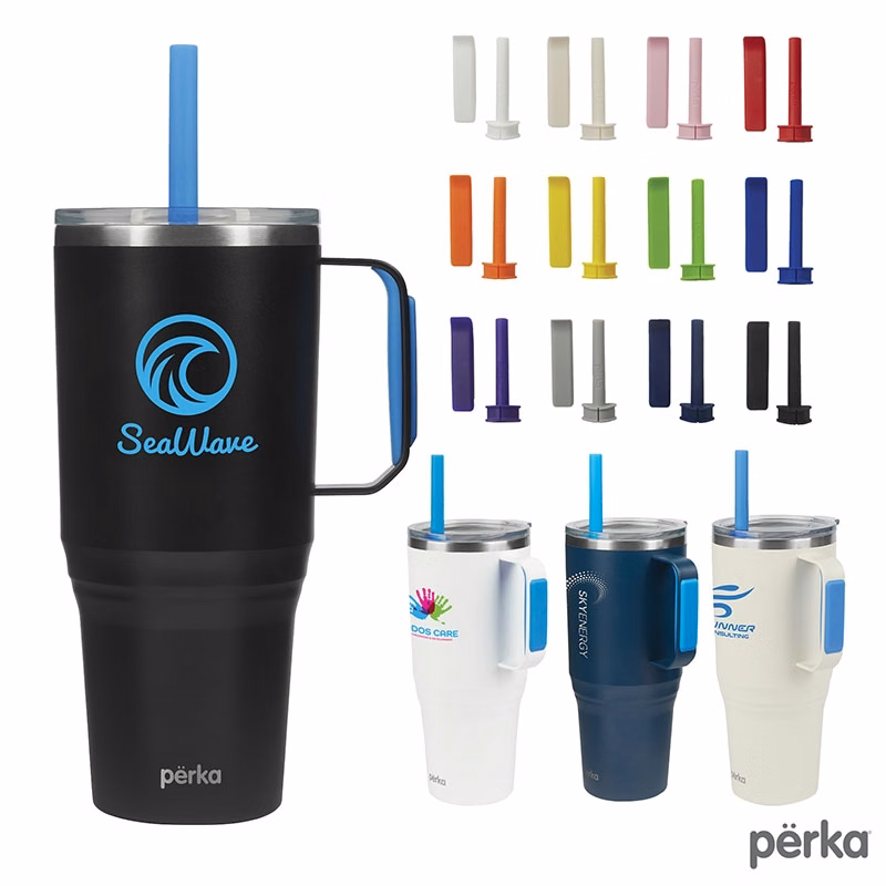 Perka® Portofino 36 oz. Double Wall Recycled Stainless Steel Travel Mug
