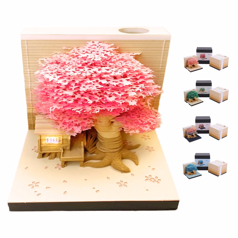 Memo Pad 3D Non-Sticky Paper Notes with Light