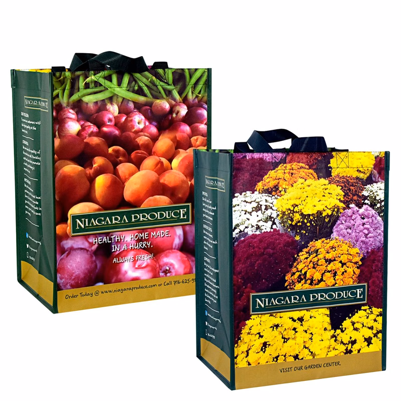 Custom 120g Laminated Non-Woven Grocery Tote Bag 11"x15"x8.5"