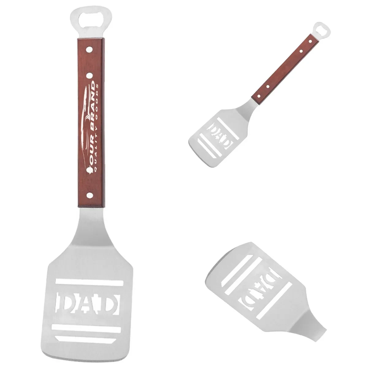 Steak Frying Shovel Wooden Handle Stainless Steel Spatula 1