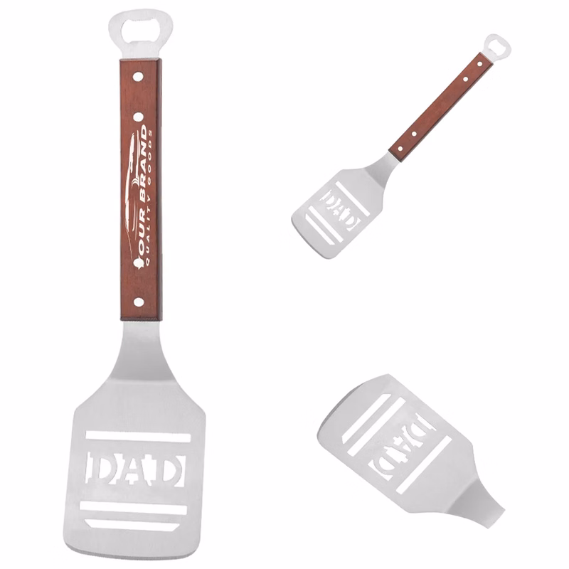 Steak Frying Shovel Wooden Handle Stainless Steel Spatula