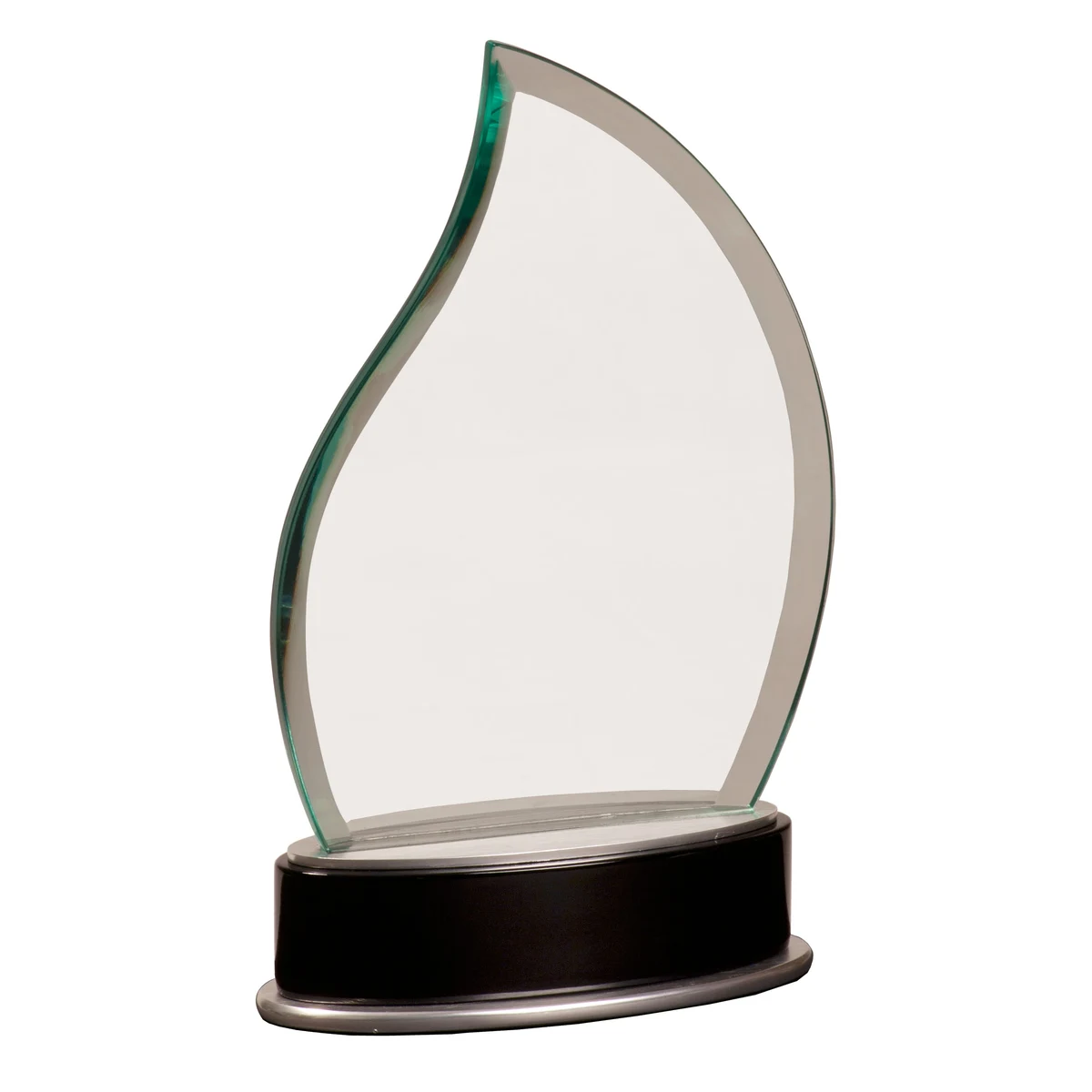 8 3/4" Jade Flame Metro Glass Award with Black and Silver Base 1