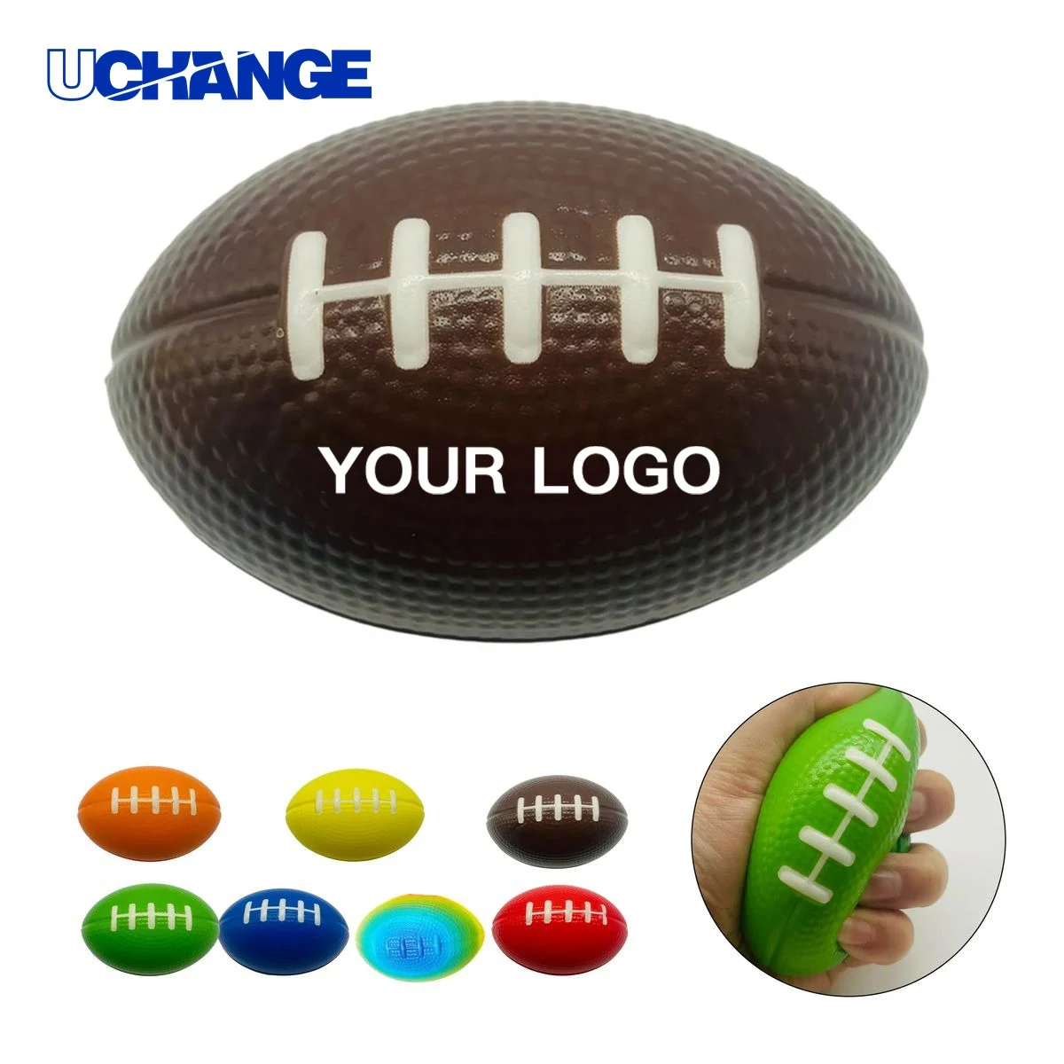 Rugby Shape Stress Ball Squeeze Toy in PU Foam 1