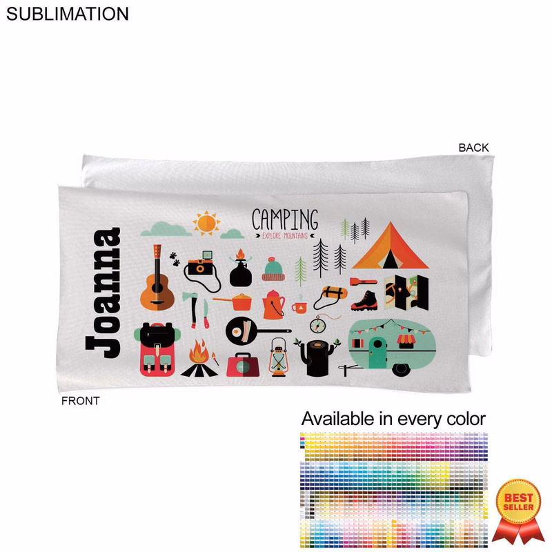 Camping Towel in Absorbent and Compact Microfiber Dri-Lite Terry, 22x44, Sublimated 1 side