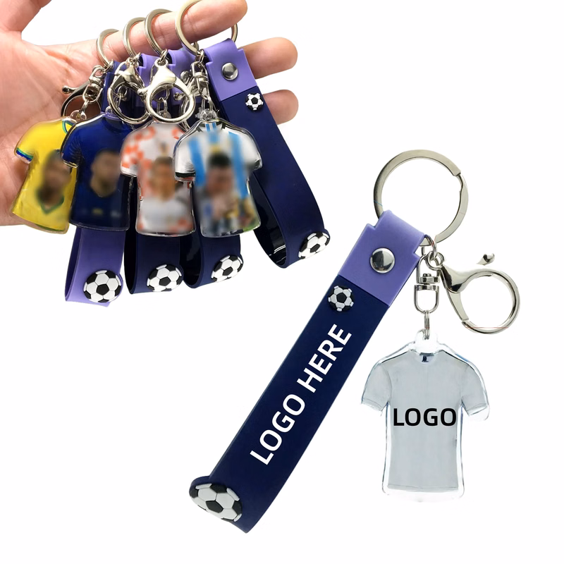 MOQ Soccer Star Keychain Durable Pendant Silicone Strap