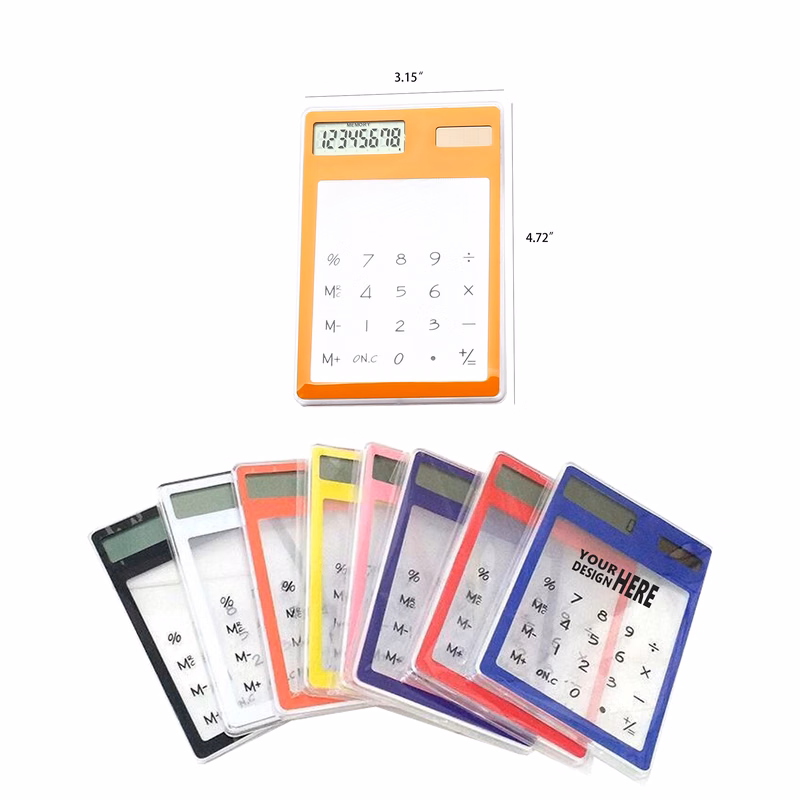 8 Digit Transparent Solar Power Thin Calculator