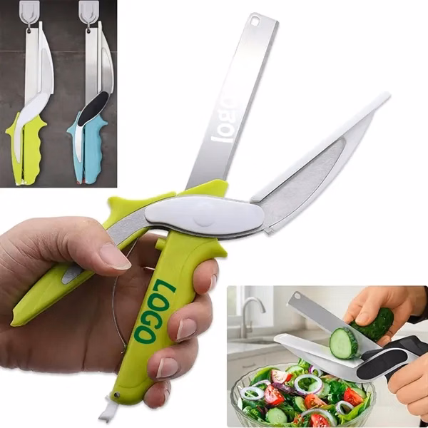Custom Stainless Steel Vegetable Scissors with Board — Multi-Function Kitchen Prep Tool
