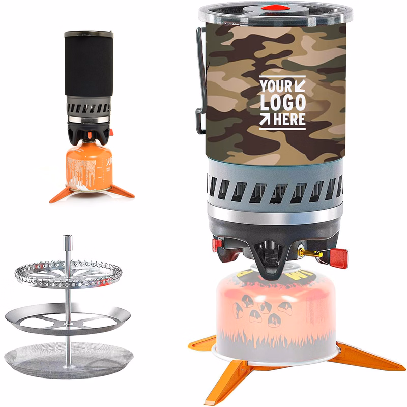 Backpacking Camping Propane Stove Outdoor Portable Gas Burner With Pot French Coffee Press