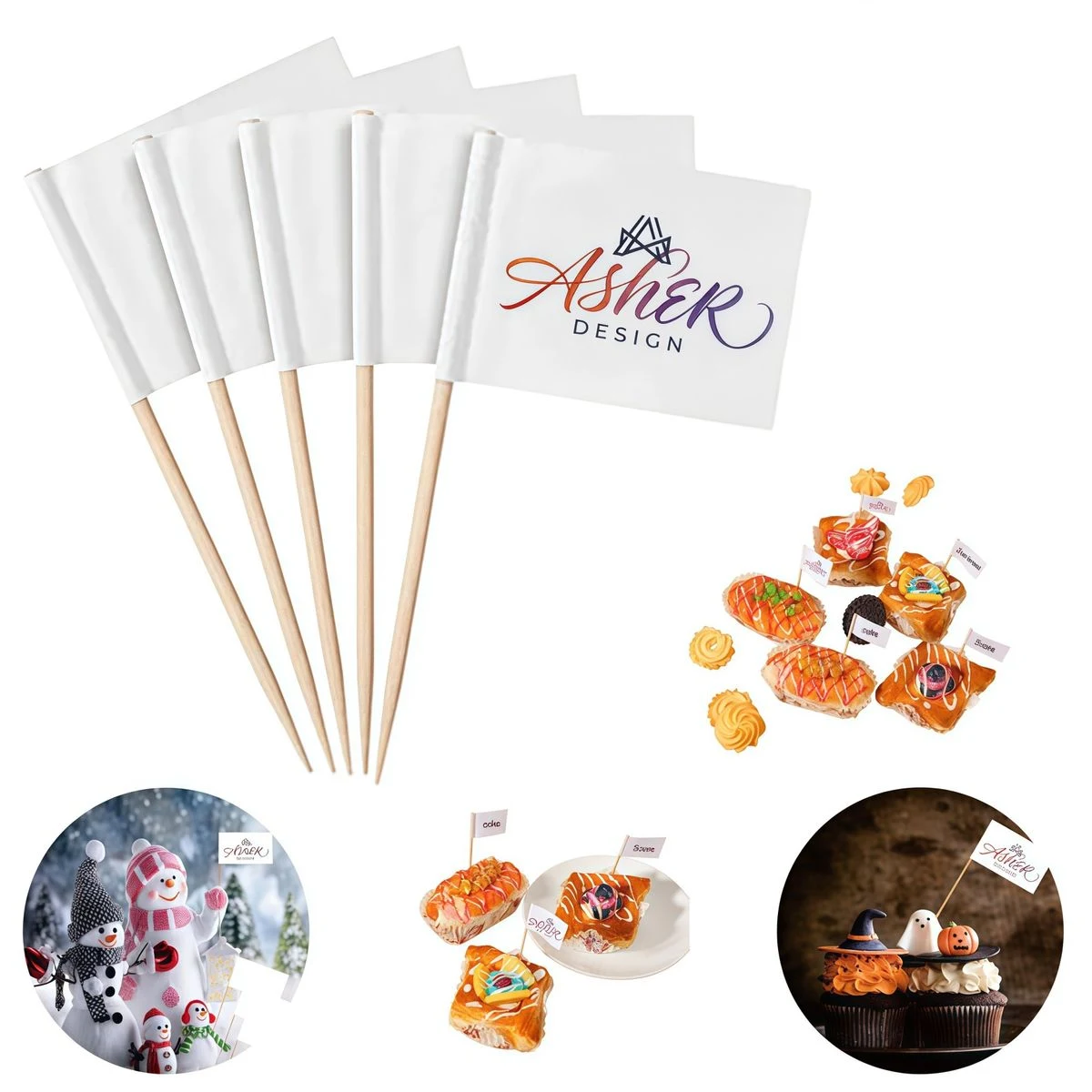 Premium Eco-Friendly Mini Food Flags with Custom Logo 1