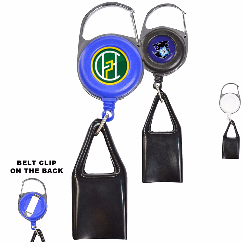 Pen Holder Round Carabiner Badge Reel Holder w/ Belt clip