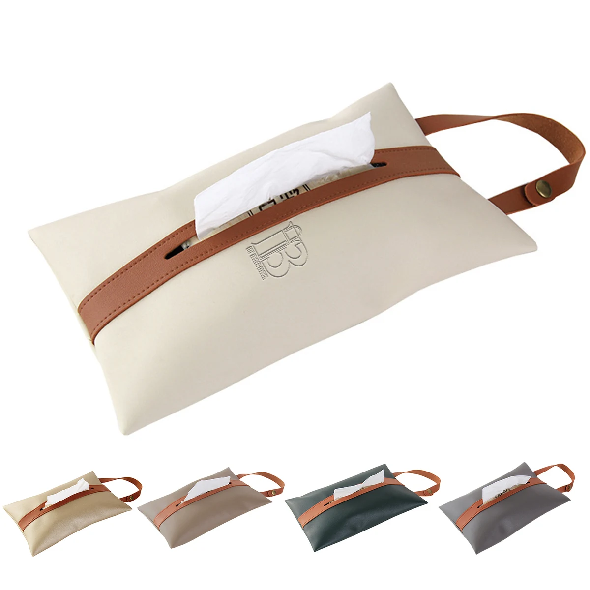 PU Leather Tissues Box with Hanging Strip 1