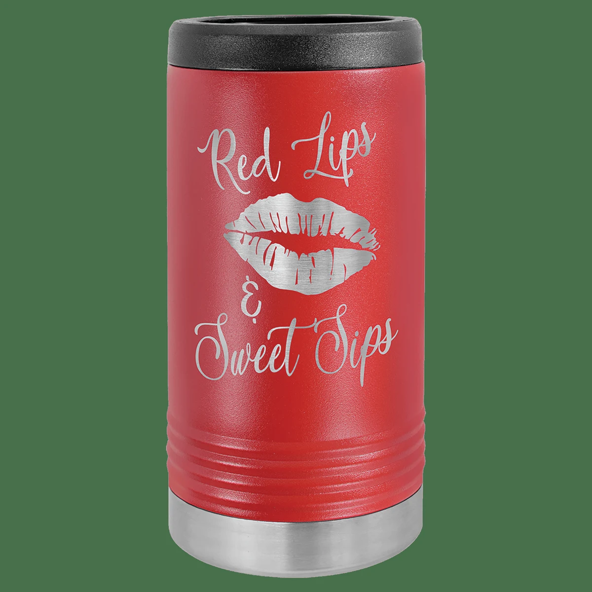 Red Laser Engraved Polar Camel Slim Beverage Holder, custom koozie with logo imprint 1