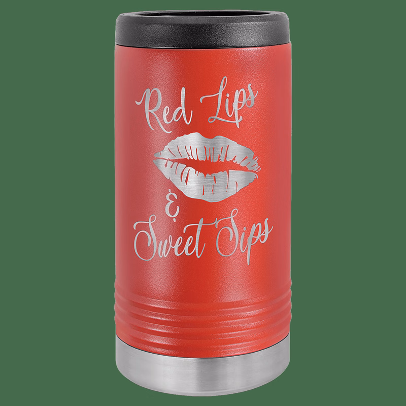 Red Laser Engraved Polar Camel Slim Beverage Holder