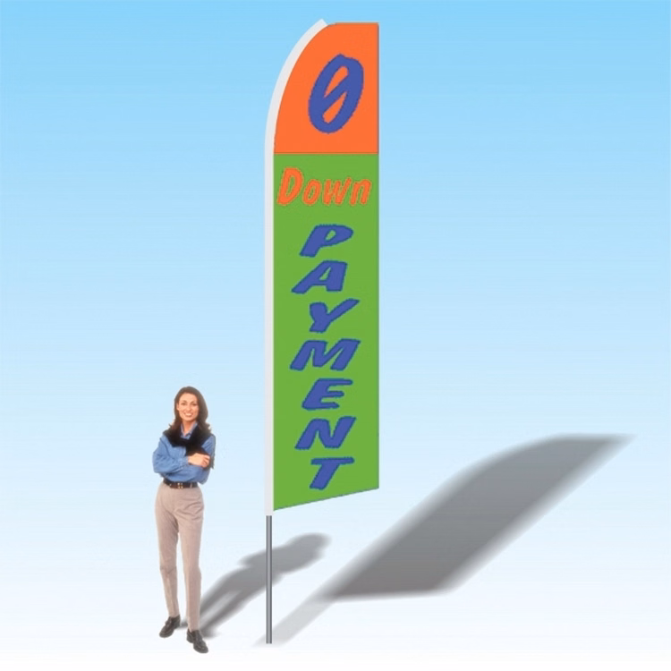 15FT 0 Down Payment Orange Green Advertising Banner Flag