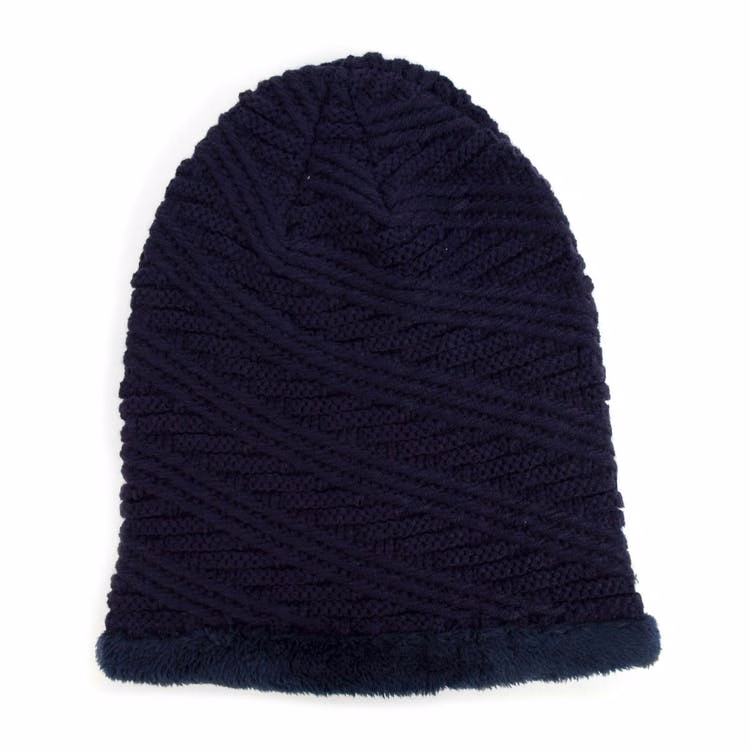 Adult Winter Beanie Hats - Navy Pattern