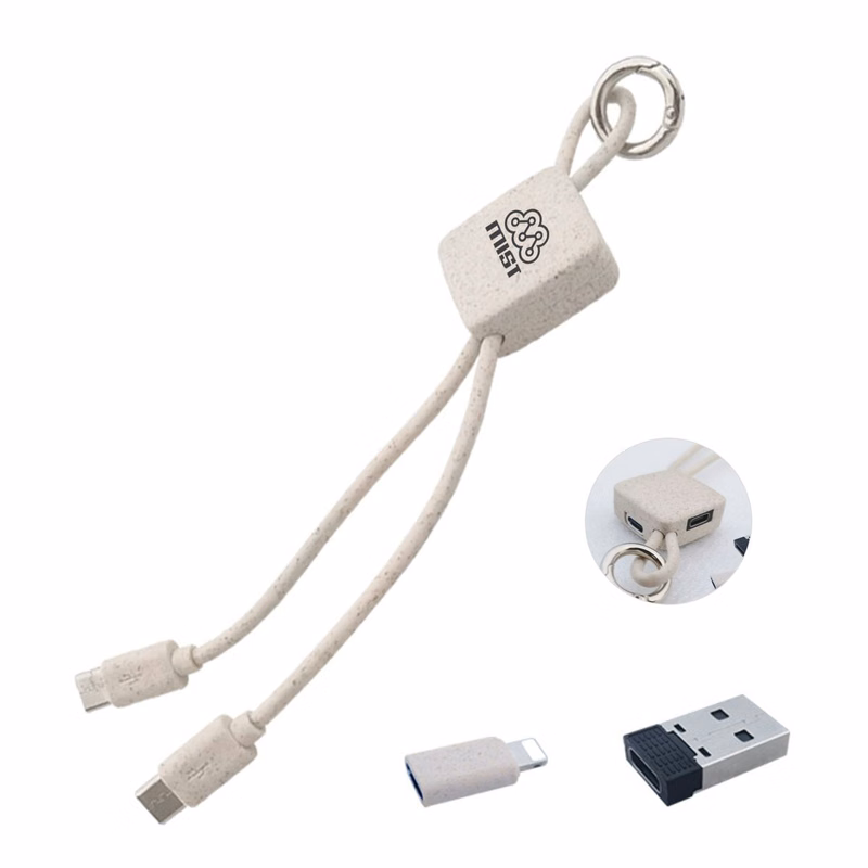 Eco Wheat Straw 4 in 1 Cable Keychain