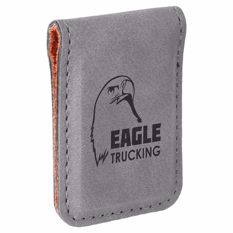 1 3/4" x 2 1/2" Gray Leatherette Money Clip