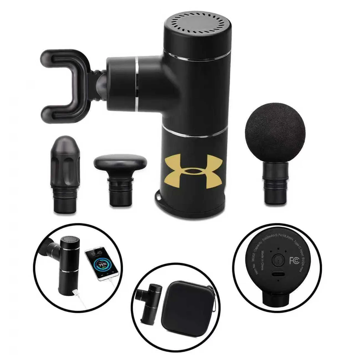 Compact 5000mAh Mini Percussion Massage Gun Kit 4 Heads 1