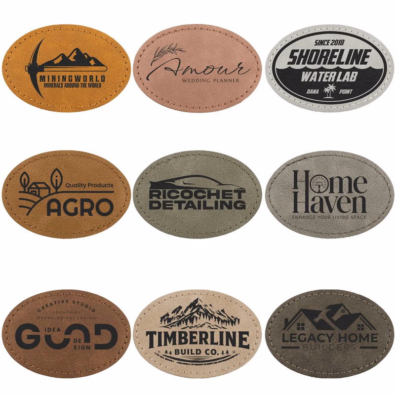 3" x 2" Creekside Collection Leatherette Oval Patch with Adhesive