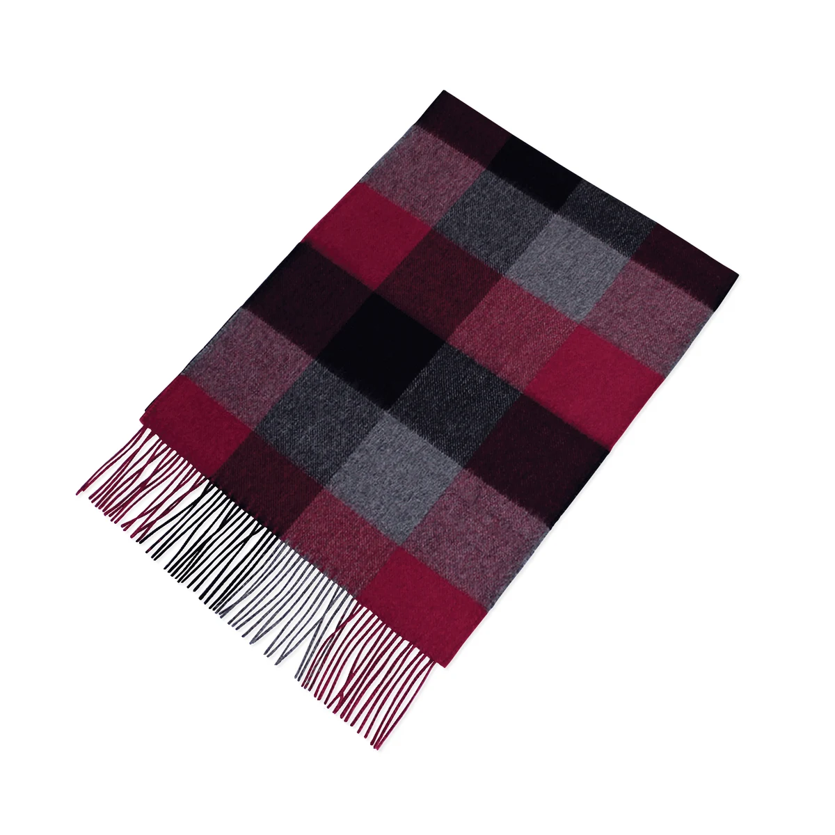 Maroon Plaid Alpaca Blend Scarf 1