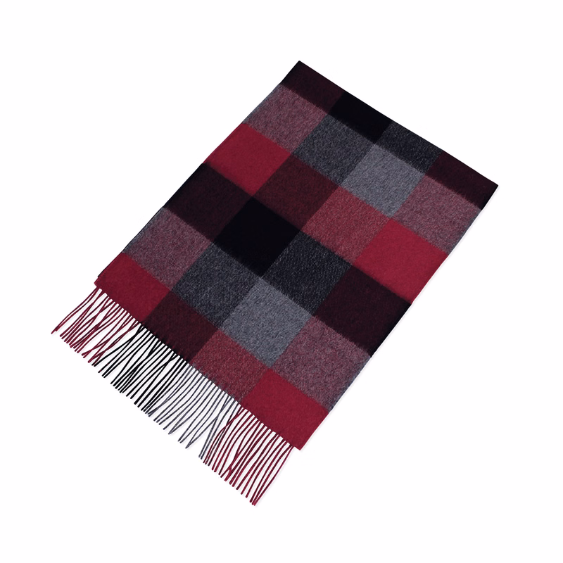 Maroon Plaid Alpaca Blend Scarf
