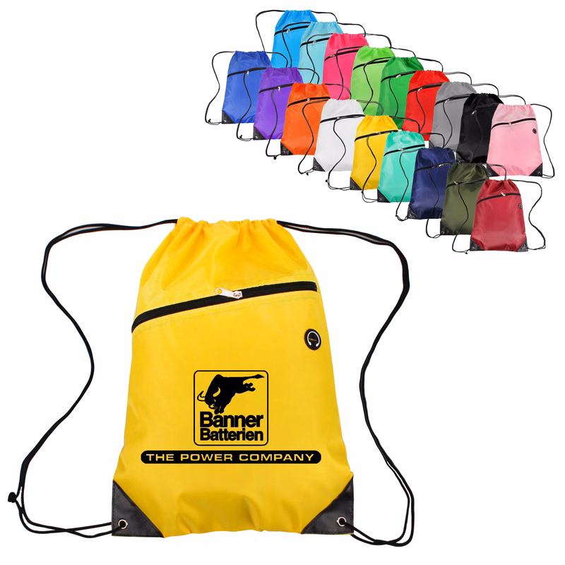 Hit Sport Drawstring Backpack with Front Independent Zipper Pocket