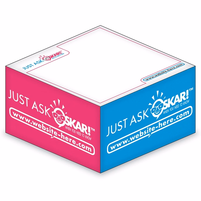 Sticky Note Cubes - 3.875x3.875x1.9375-2 Colors, 1 Side Design