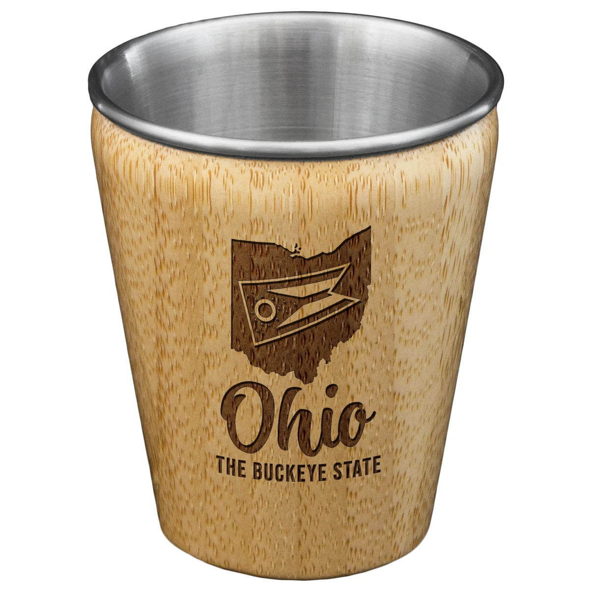 Ohio State Bamboo and Stainless Steel Shot Glass 1