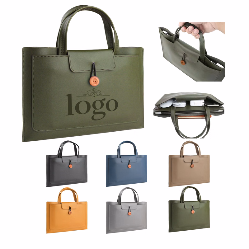 16-Inch Business PU Laptop Bag
