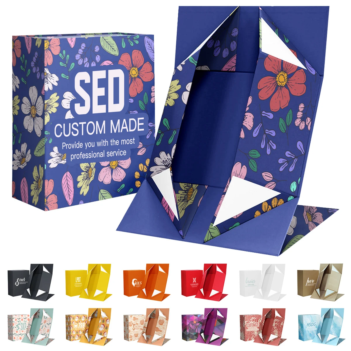 Custom Full Color Foldable Magnetic Closure Promotional Gift Box (8'' L x 7'' W x 3'' H) 1