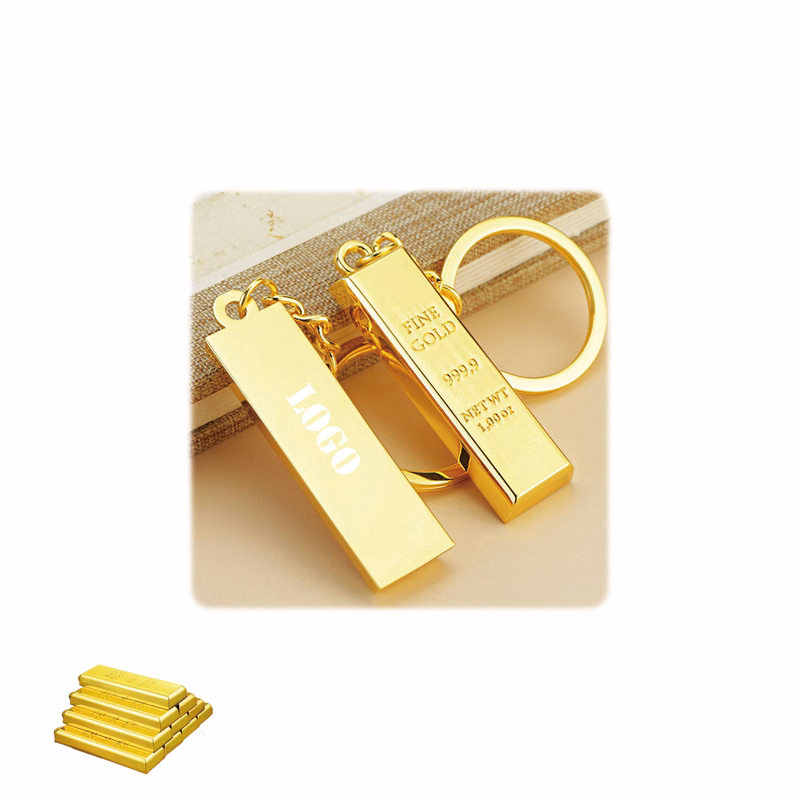 Custom Gold Bar Shaped Keychain Metal Souvenirs