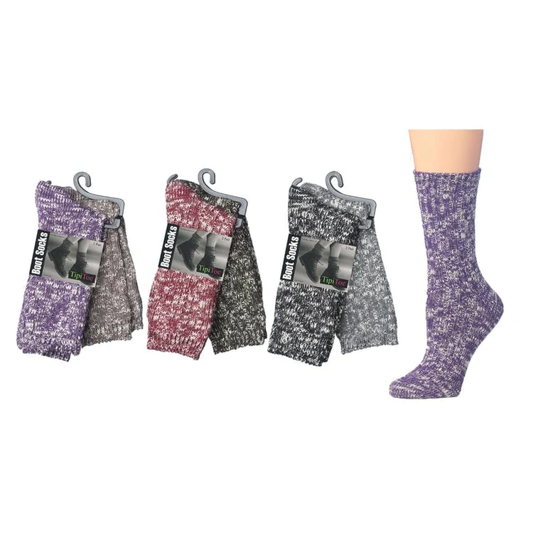 Women's Crew Socks - Assorted Yarn Size 9-11 2 Pack 1