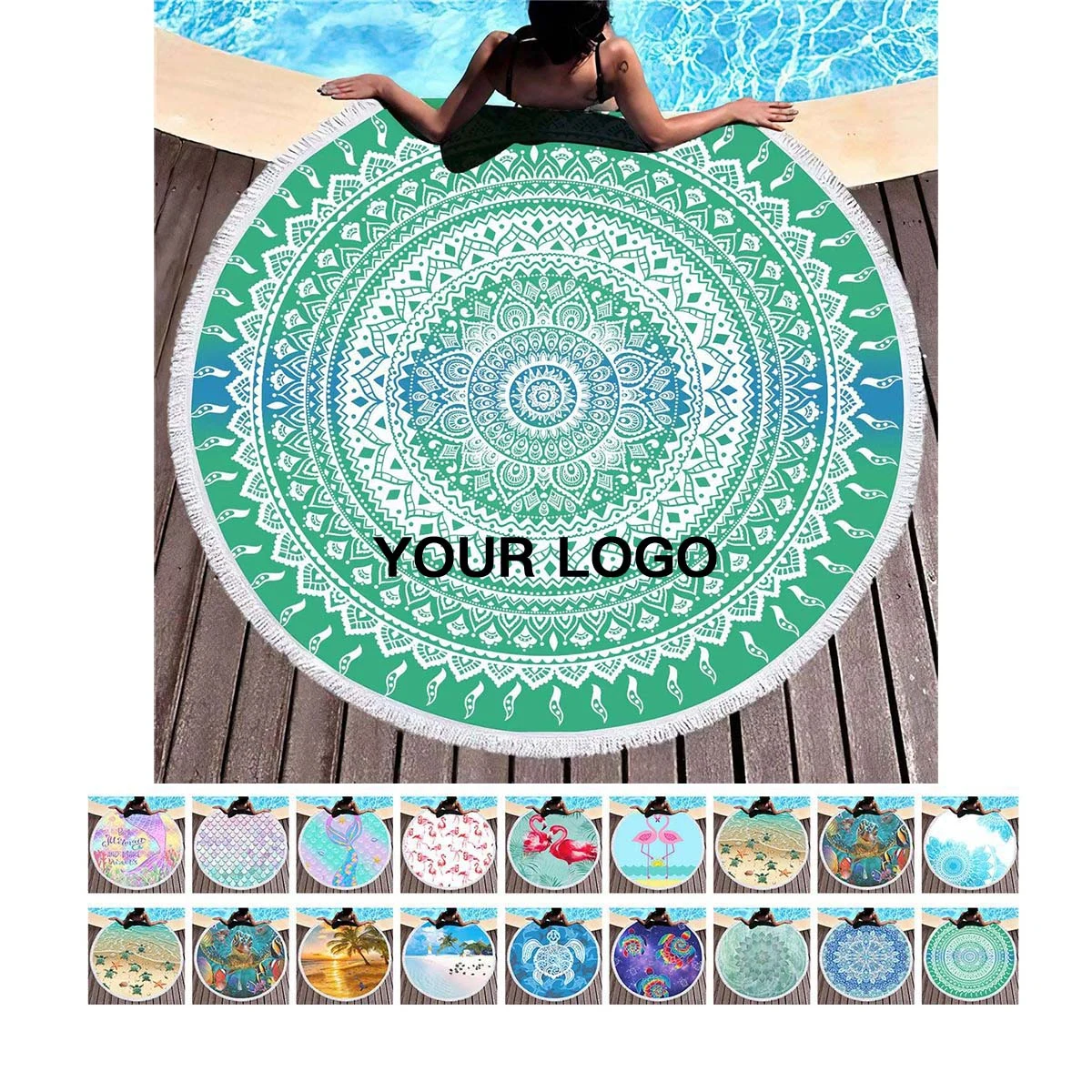 Absorbent Microfiber Round Towel for Beaches and Pools 1