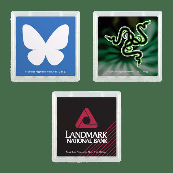 Peppermint Flavored Mints in 1 3/4" x 1 3/4" Square Dispenser