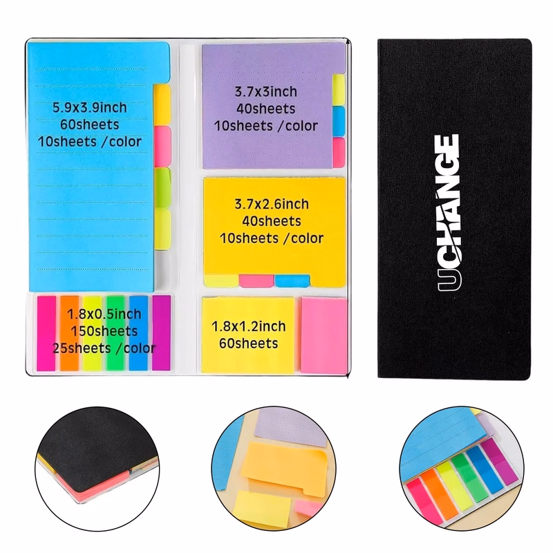 Color-Coded Sticky Notes Set With Tabs