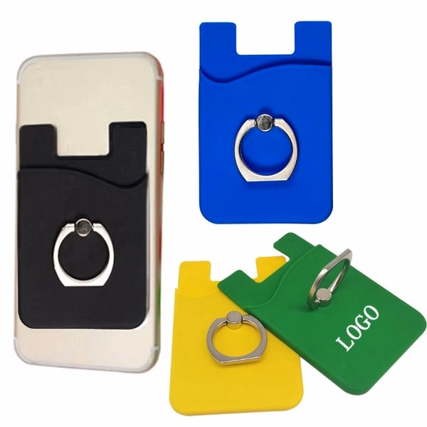 Silicone Phone Card Holder with Ring Stand