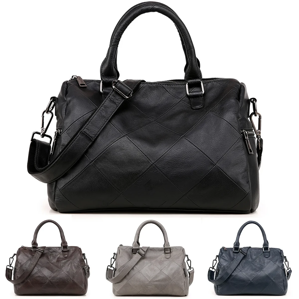 Genuine Leather Satchel Tote Bag for Women, custom tote bag with logo imprint 1