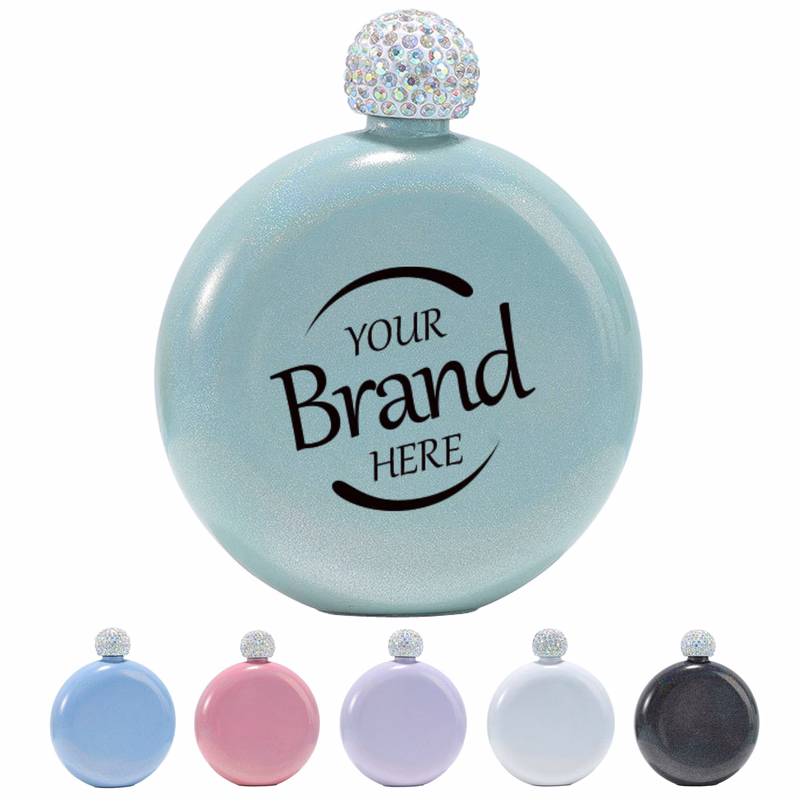 5oz Glitter Coating Round Hip Flask