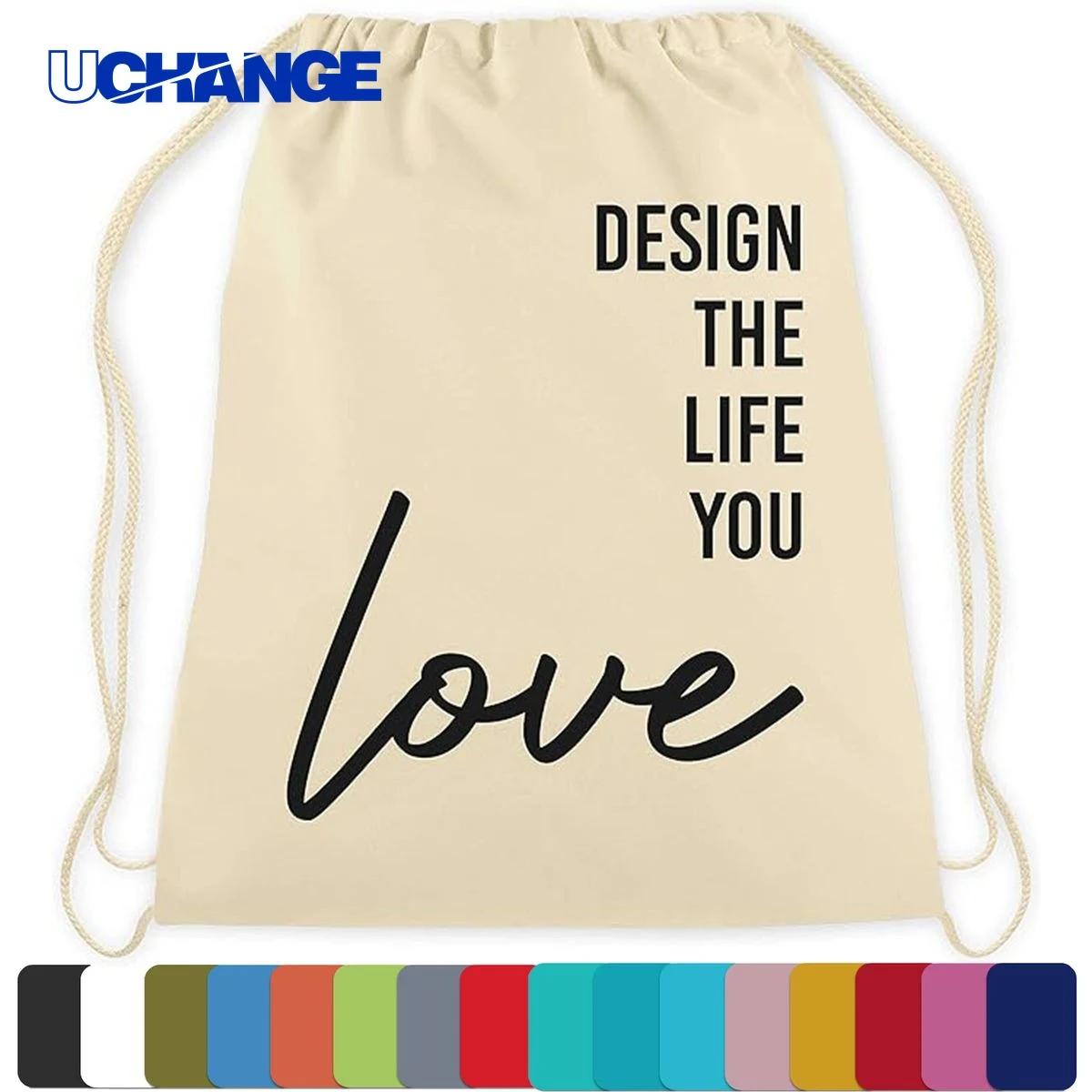 Cotton Canvas Shoulder Drawstring Backpack 1