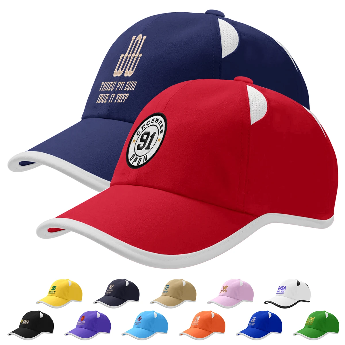 Embroidery Quick Dry Polyester Baseball Cap With Mesh Eyelets 1