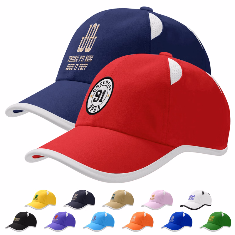Embroidery Quick Dry Polyester Baseball Cap With Mesh Eyelets