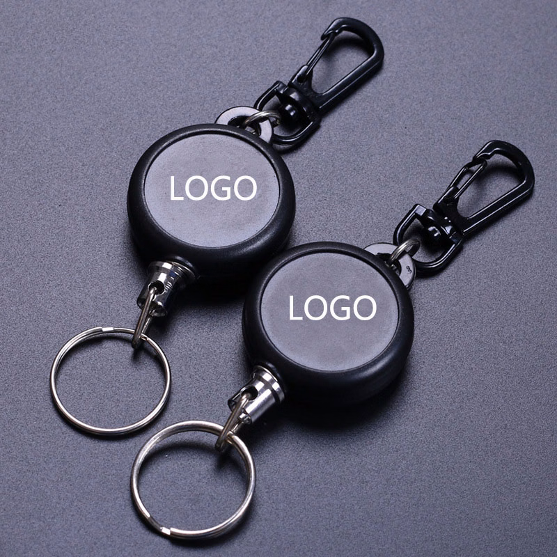 Wire Rope High Resilience Telescopic Keychain / Easy Pull Buckle