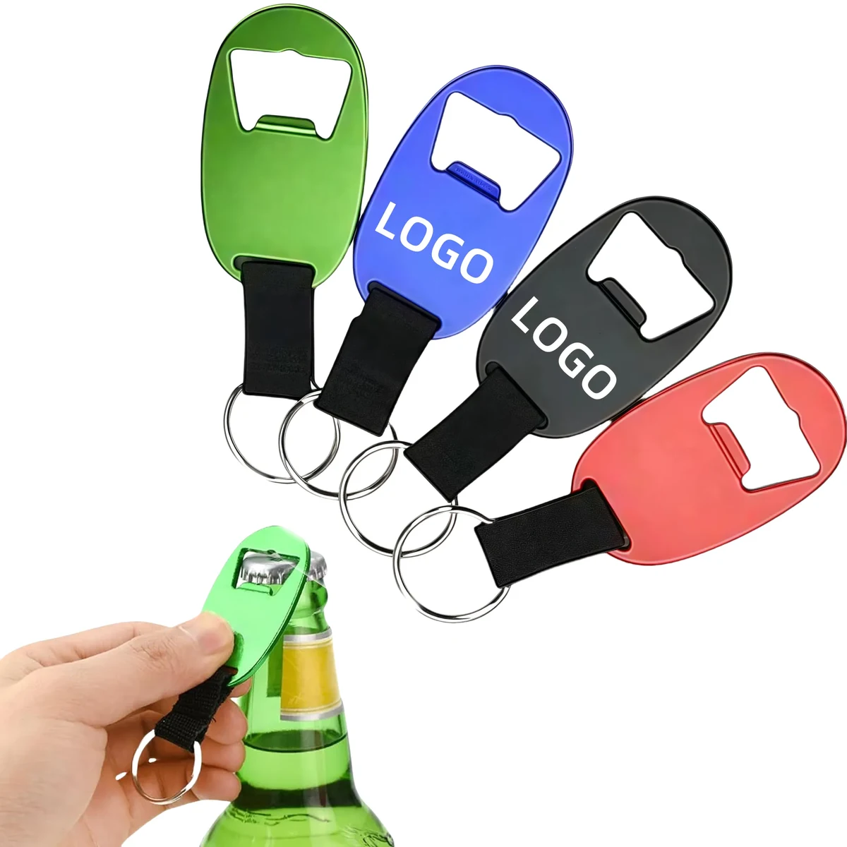 MOQ Webbing Beer Bottle Opener With Key Ring 1