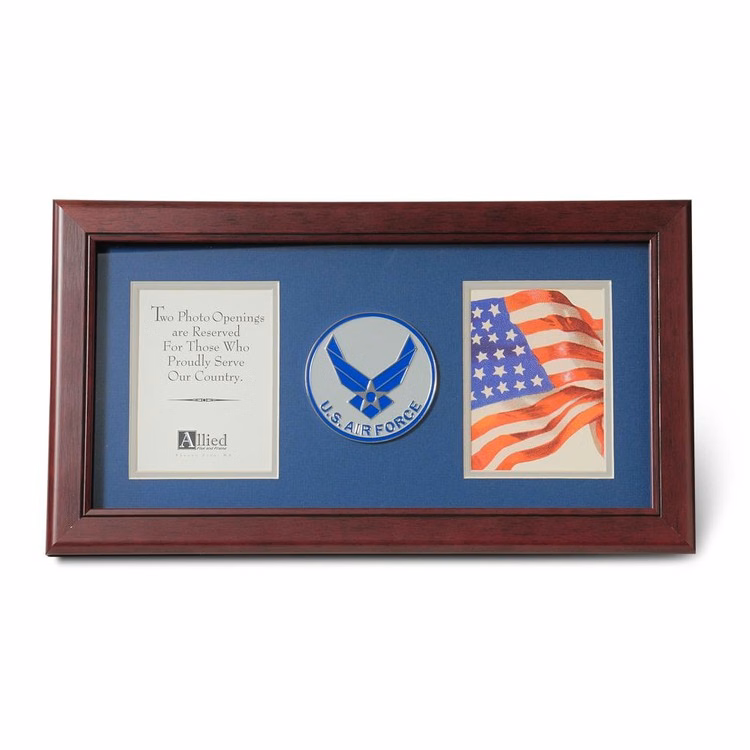 Aim High Air Force Medallion 4-Inch by 6-Inch Double Picture Frame