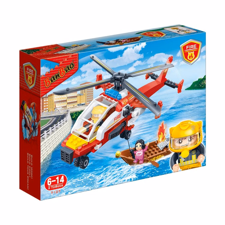 Rescue Chopper Building Block Sets - 122 Pieces