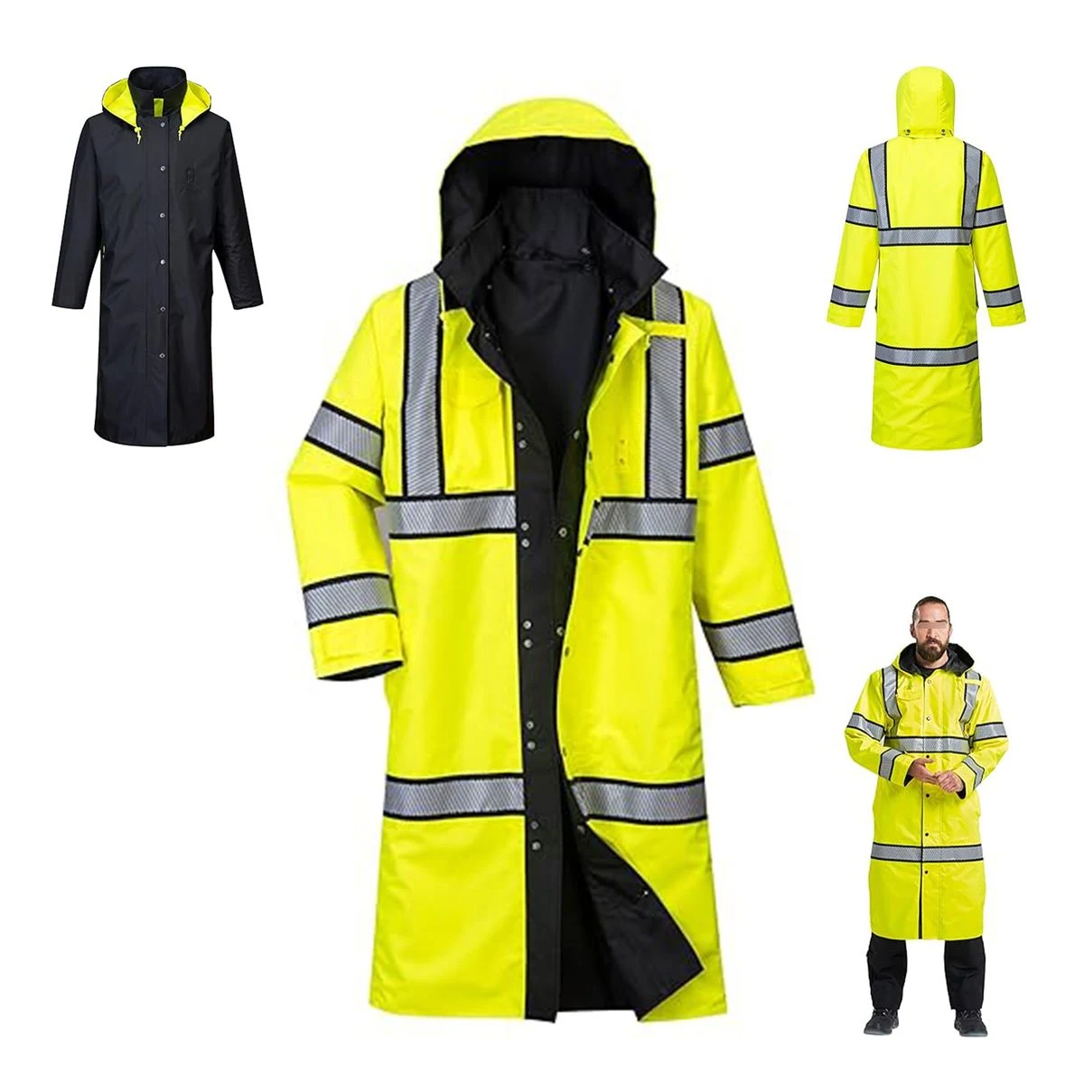 Reflective Long Safety Rain Jacket 1